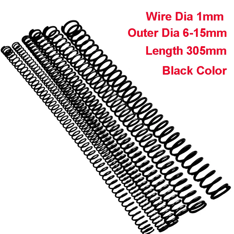 

1PCS Black Y Type Spring Manganese Steel Pressure Spring Wire Dia 1mm Outer Dia 6-15mm Length 305mm