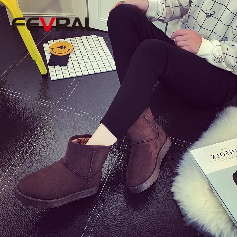 Женские зимние ботинки FEVRAL 2021 для пар Теплые ботильоны с меховой подкладкой и