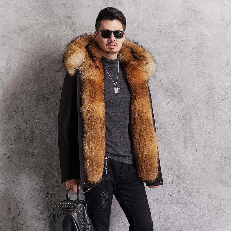 Парка женская зимняя средней длины со съемной подкладкой и искусственным мехом |