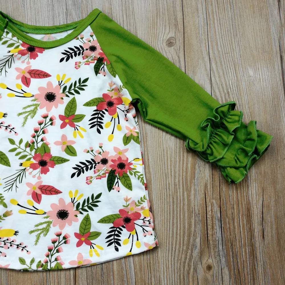 Новое поступление зеленые рубашки реглан для маленьких девочек эксклюзивная