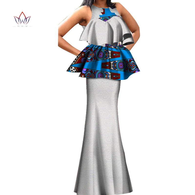 Лето 2020 комплект из топа и юбки для африканской женщины восковое Платье с принтом