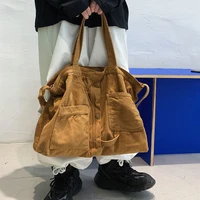 unisex canvas casual women handbags korean retro big ladies tote shopper oversize female shoulder bag weekend vintage man purses