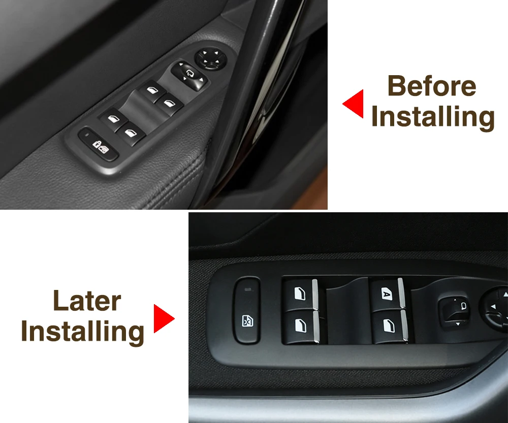 Stainless Steel Window Switch Decorative Sequins Modified Glass Lifter For PEUGEOT 408 508 2008 3008 308 301 Citroen C4L C5 | Автомобили и