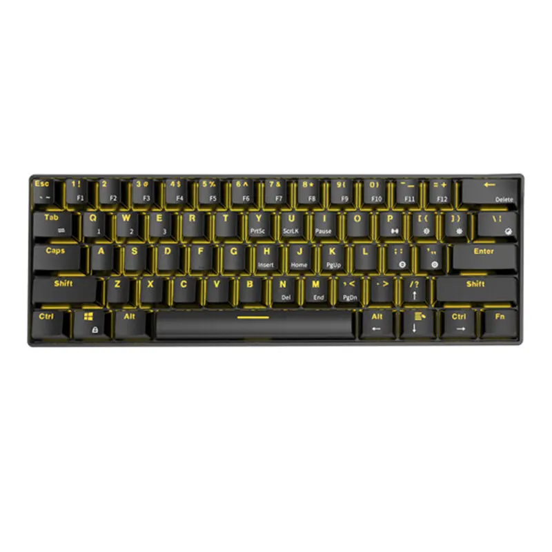 Bluetooth Wired Dual Mode 60% Golden / Ice Blue Backlit Mechanical Gaming Keyboard