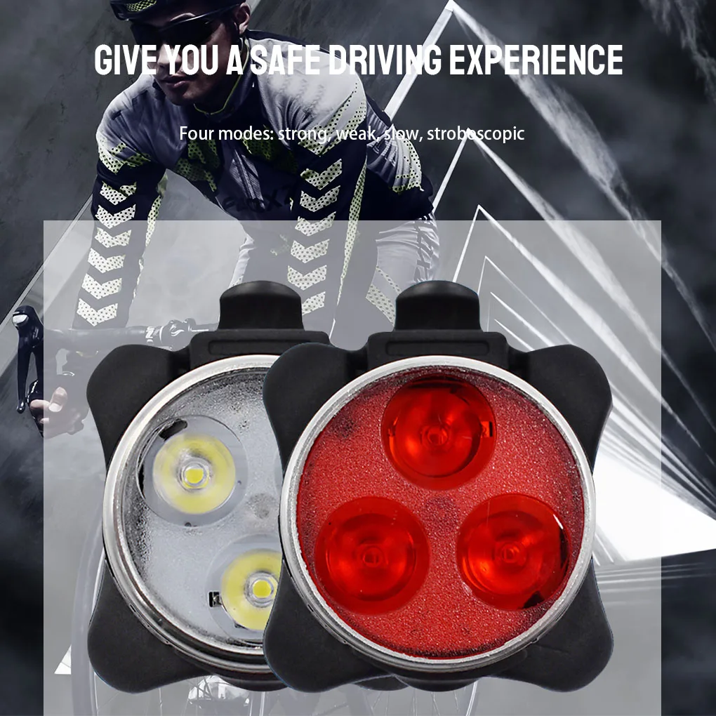 

Светильник светодиодный велосипеда, 4 режима светильник зарядка через USB светильник Предупреждение