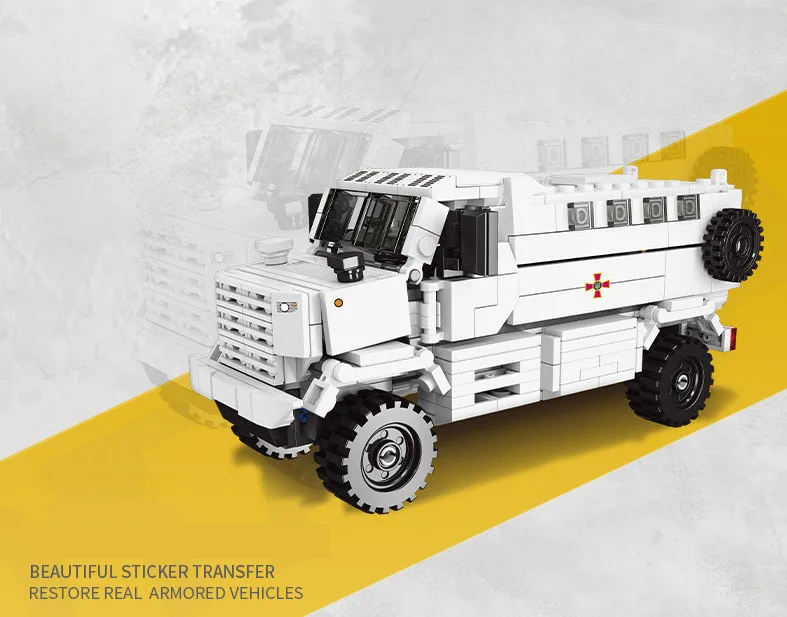 Moderner Militär-Ukraine-KPA3-Muldenkipper Batisbricks MOC Baustein-Modell Krankenwagen Bausteine Spielzeug für Geschenke – Detail 5