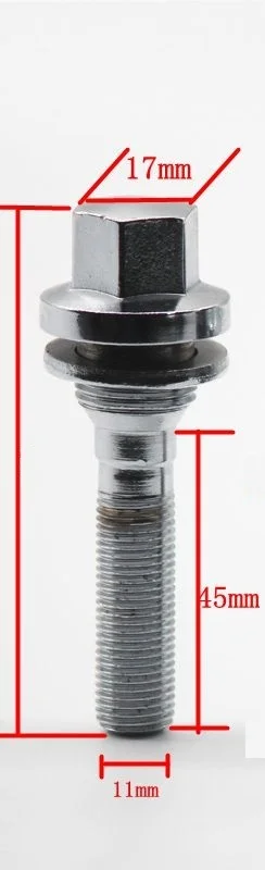 1 PCS M12 x 1,25 болт из сплава колеса удлиненные болты с резьбой плоская посадочная шайба для peugeot Citroen C4 C5 - Название цвета: 1 PCS