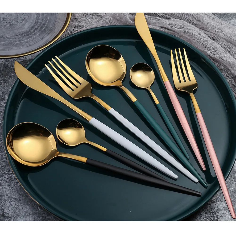 

6set Cutlery Stainless Steel Dinner Forks Table Spoons Knives Tea Spoons Dinnerware Flatware Cutlery Set