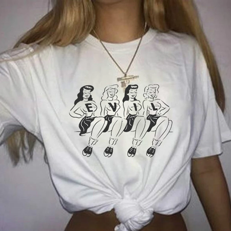 

Четыре зла девочек графичный Топ Футболка летние модные повседневные футболки из хлопка, футболки с короткими рукавами для мальчиков, крас...