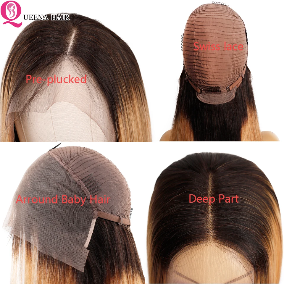 Парик прямой блонд с эффектом омбре 1B/27 парик из человеческих волос Омбре