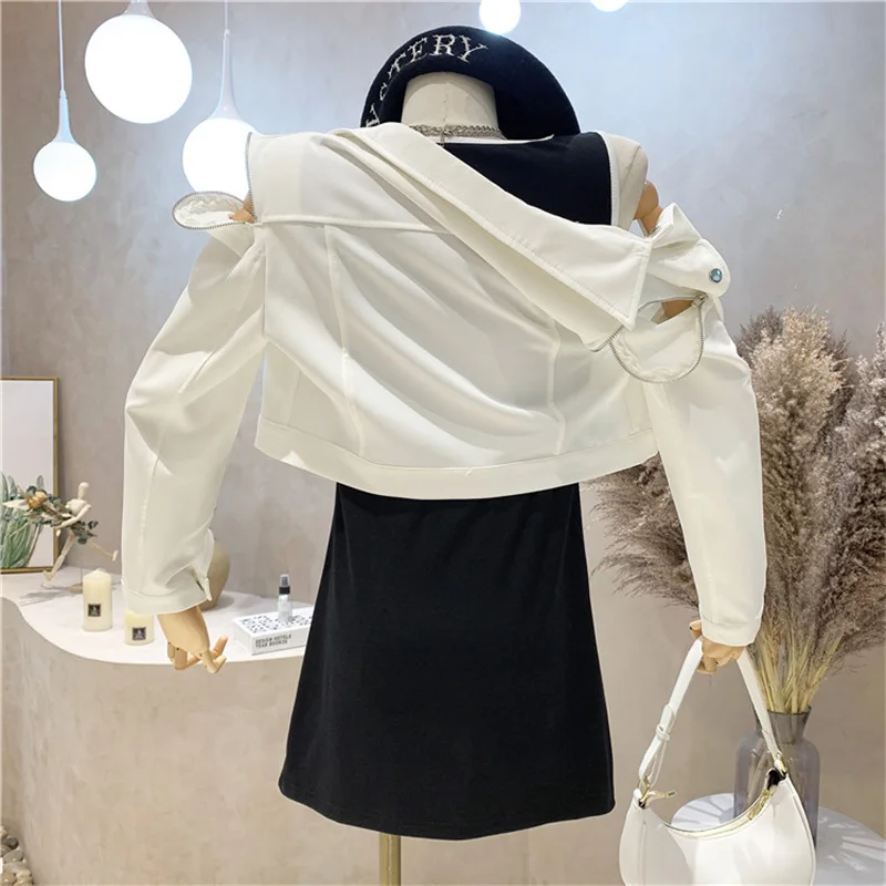 

New Women's Clothing 2021 Casual Autumn New White Workwear Jacket Coat Top And Slim Waist Vest Skirt Two-piece Suit