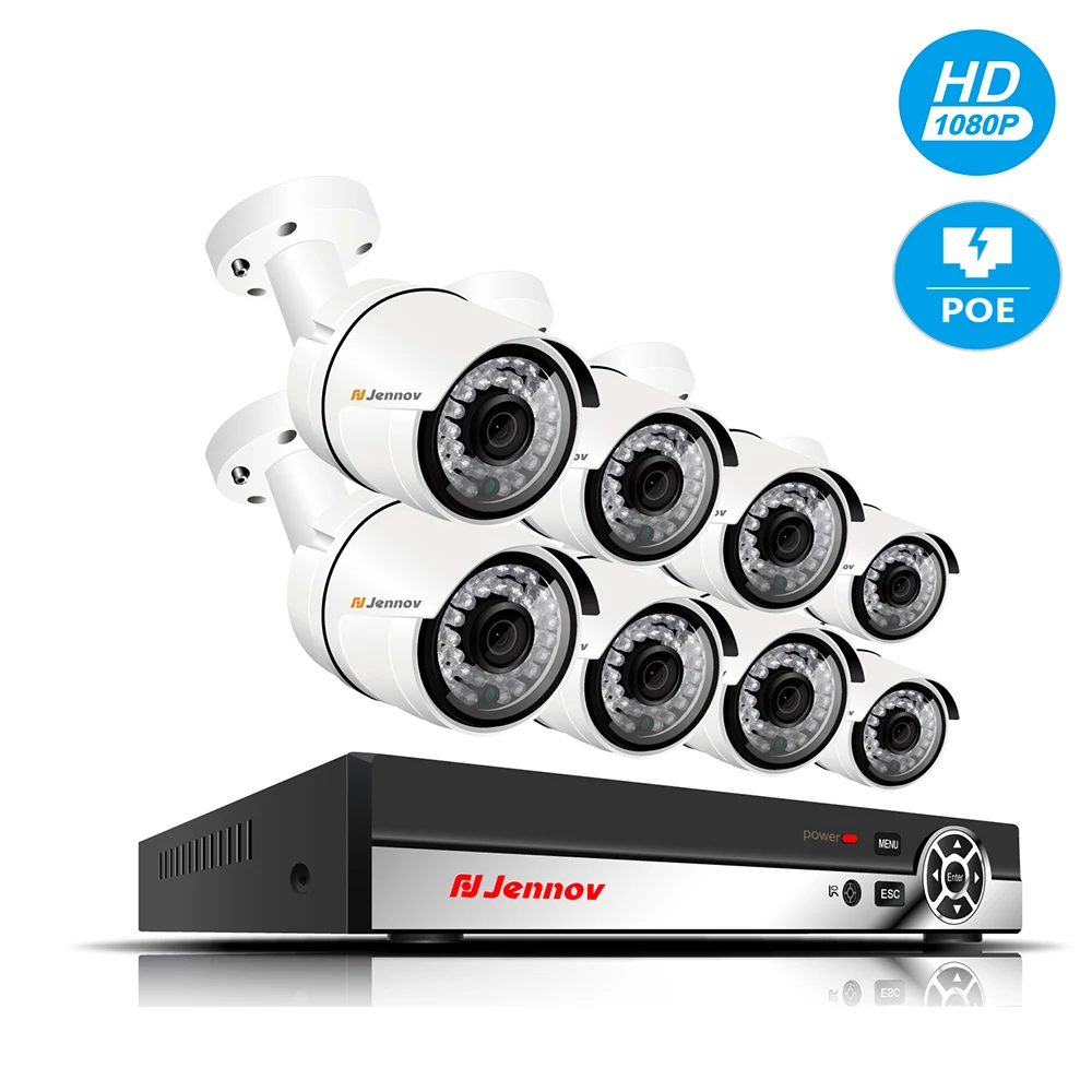 Einnov 8CH 2MP система домашней безопасности комплект видеонаблюдения POE CCTV H.264 сетевое