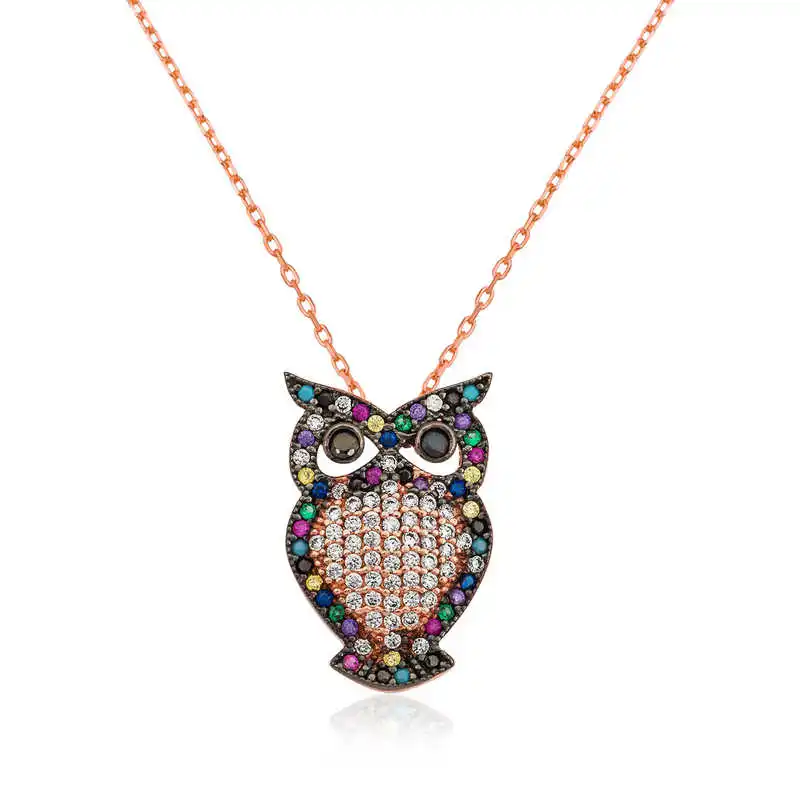 

Real Silver 925 Jewelry Silver Owl Women Necklace