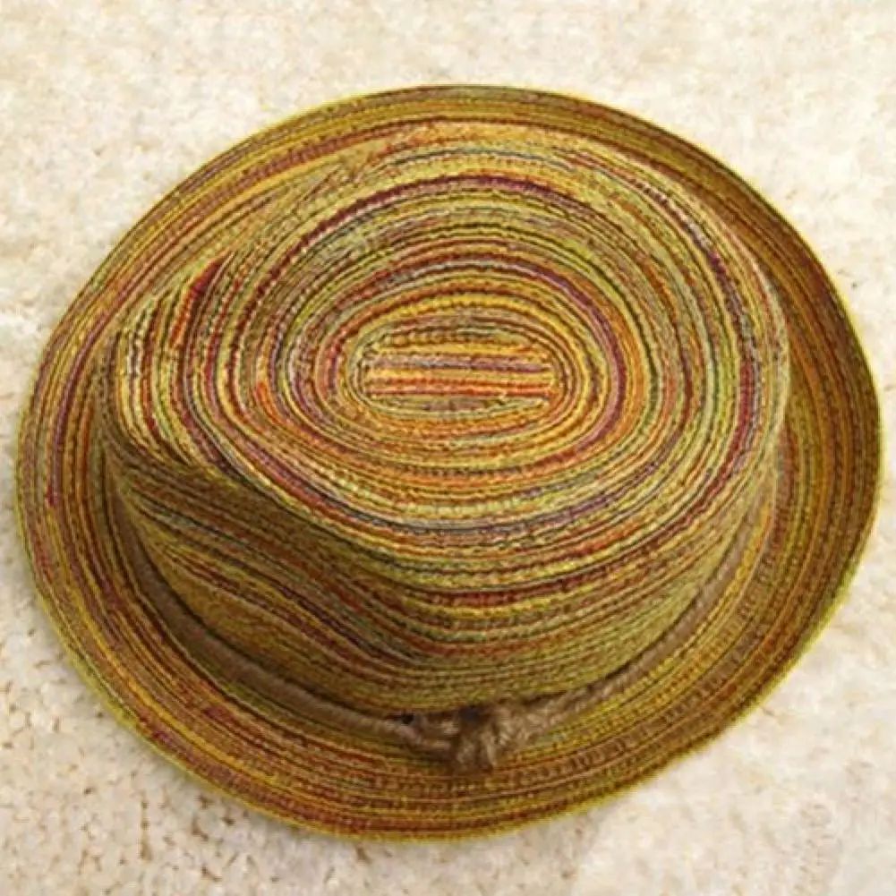 

Women Straw Sun Hat Summer Bohemia Style Straw Hats Foldable Striped Braided Rope Beach Sun Hat Beach Straw Sun Caps For Holiday