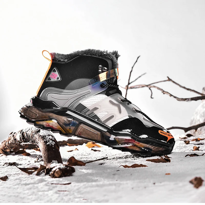 

2021 Winter Fashion High Top Men Sneakers Man Platform Warm Fur Plush Hiking Sport Shoes Male Casual Comfy Mixed Color Footwear