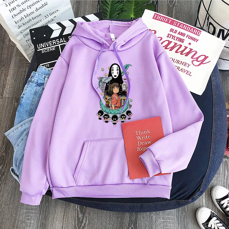 

New Hoody Ulzzang Funny Hooded Female Polyester Oversized Totoro Spirited Away Harajuku Hoodies Women Cartoon Clothes Sweatshirt