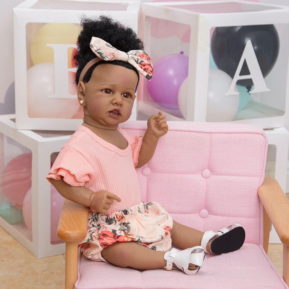 Кукла реборн силиконовая африканская черная с кожей Реалистичная кукла для