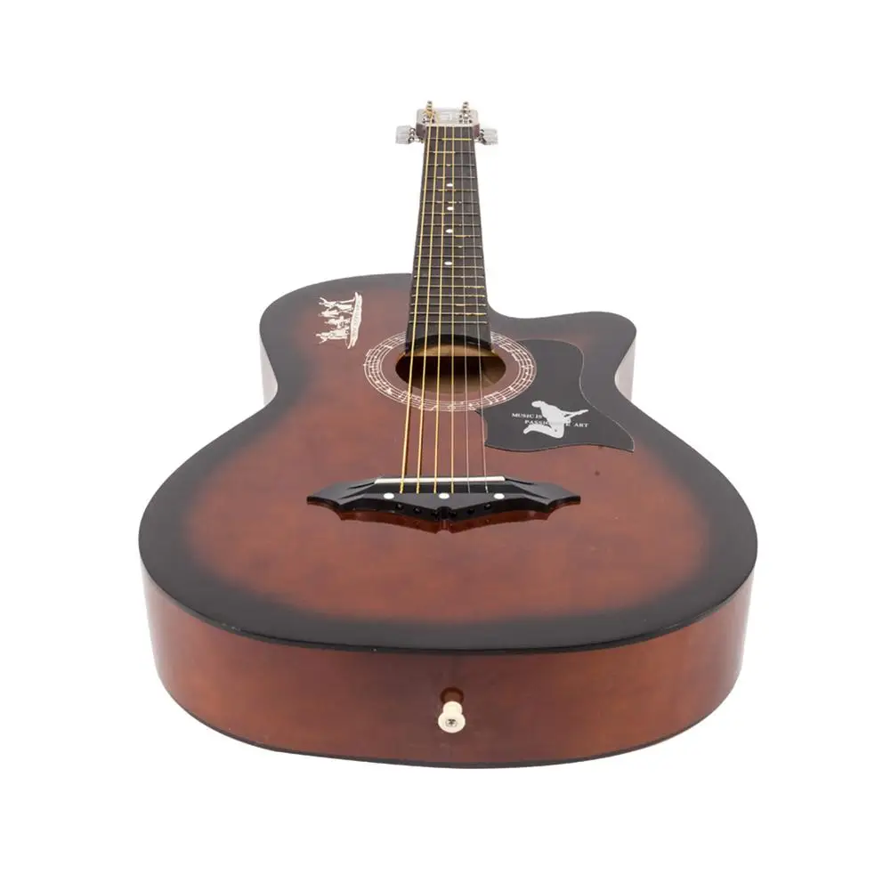 

Acoustic Folk Guitar 6 Brass Strings 38 Inch Basswood With Strap Gig Bag Guitar Capo Guitar Picks Wrench For Beginners