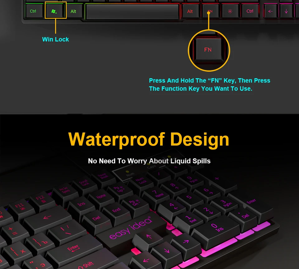 Проводная игровая клавиатура имитация механической клавиатуры 104 keycaps RGB клавиатура с подсветкой Клавиатура с русским шрифтом эргономичная компьютерная клавиатура