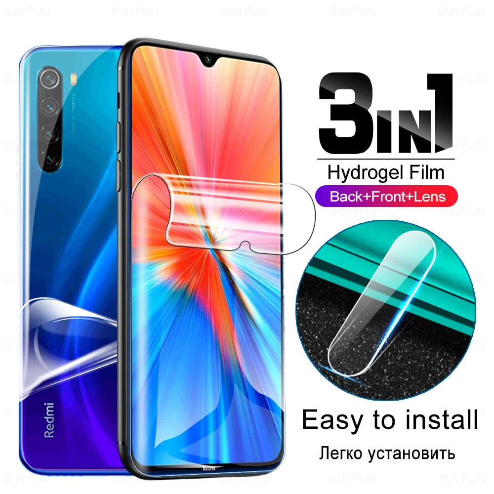 

3in1 Screen Back Hydrogel Film On For Xiaomi Redmi Note 8 2021 Note8 Pro 8T 8pro 8A Camera Lens Protector Not Protective Glass