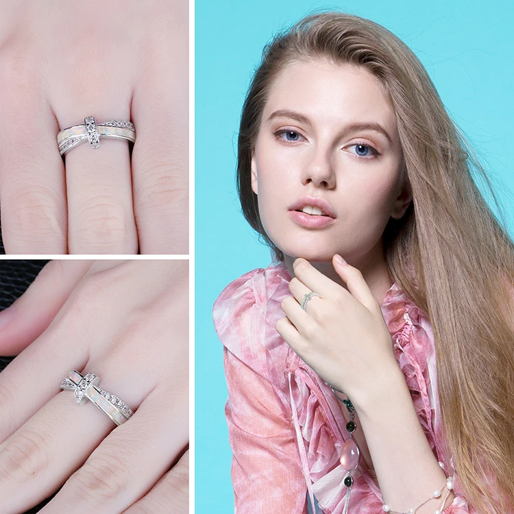 Jewelrypalace Мода создана опала кроссовер кольцо стерлингового серебра 925 подарок для подруги подарок на день рождения Горячая распродажа