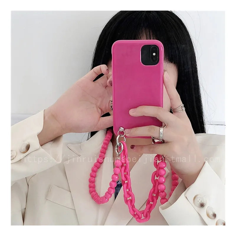 Флуоресцентный мягкий чехол через плечо с ремешком для iphone 11 Pro Max 12 MiNi X XR XS 6 7 8 plus SE