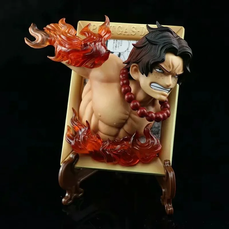 

12cm Anime One Piece Luffy Ace Sabo Photo Frame PVC Action Figure Collectible Model Kids Toys Doll Phone Holder Gifts