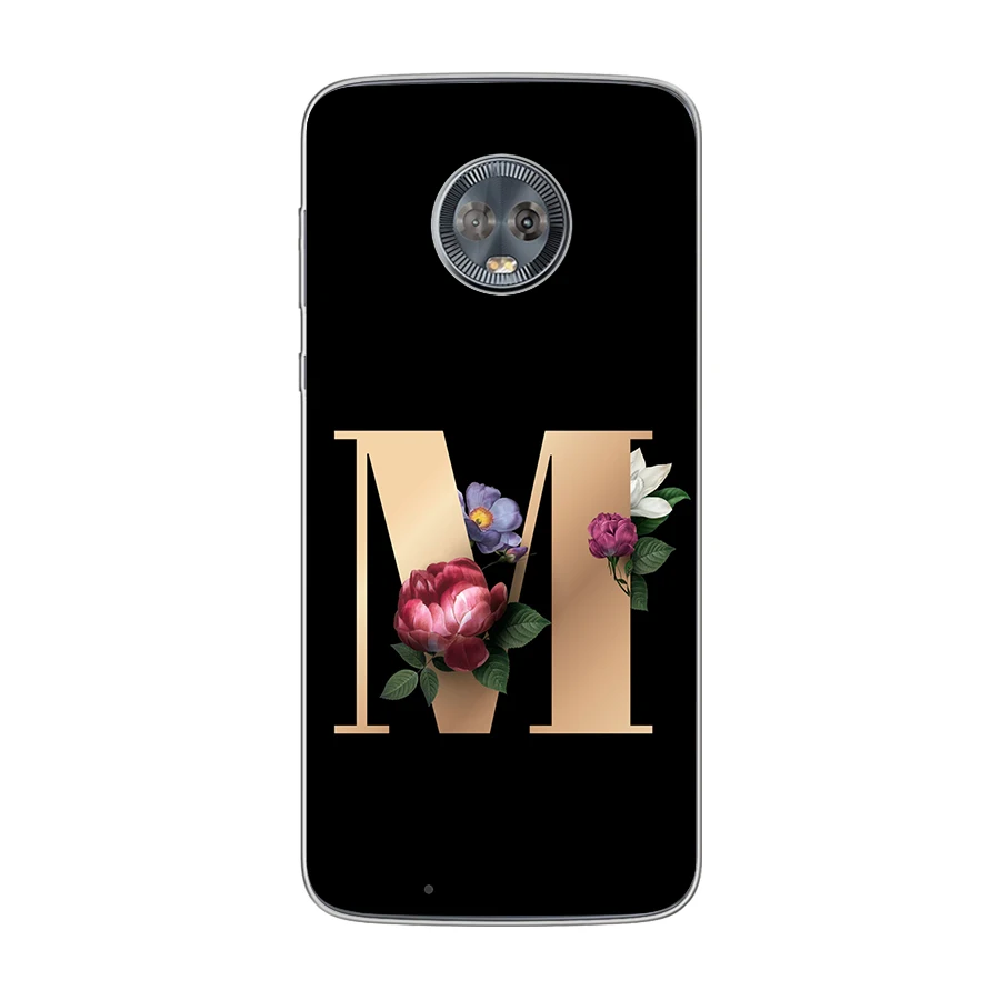 

Initial Letter Flower Case for Motorola Moto G10 G9 G8 G7 G6 E7 E6 E6s E5 E4 Plus Play Power Lite Soft TPU Phone Cases Cover