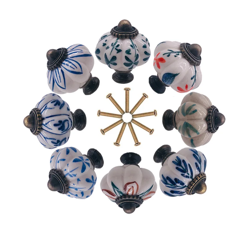 

1PCS Ceramic Pumpkin Knob 34mm Cabinet Drawer Handle Furniture Dresser Door Knobs Pulls For Kitchen Cupboard Hardware