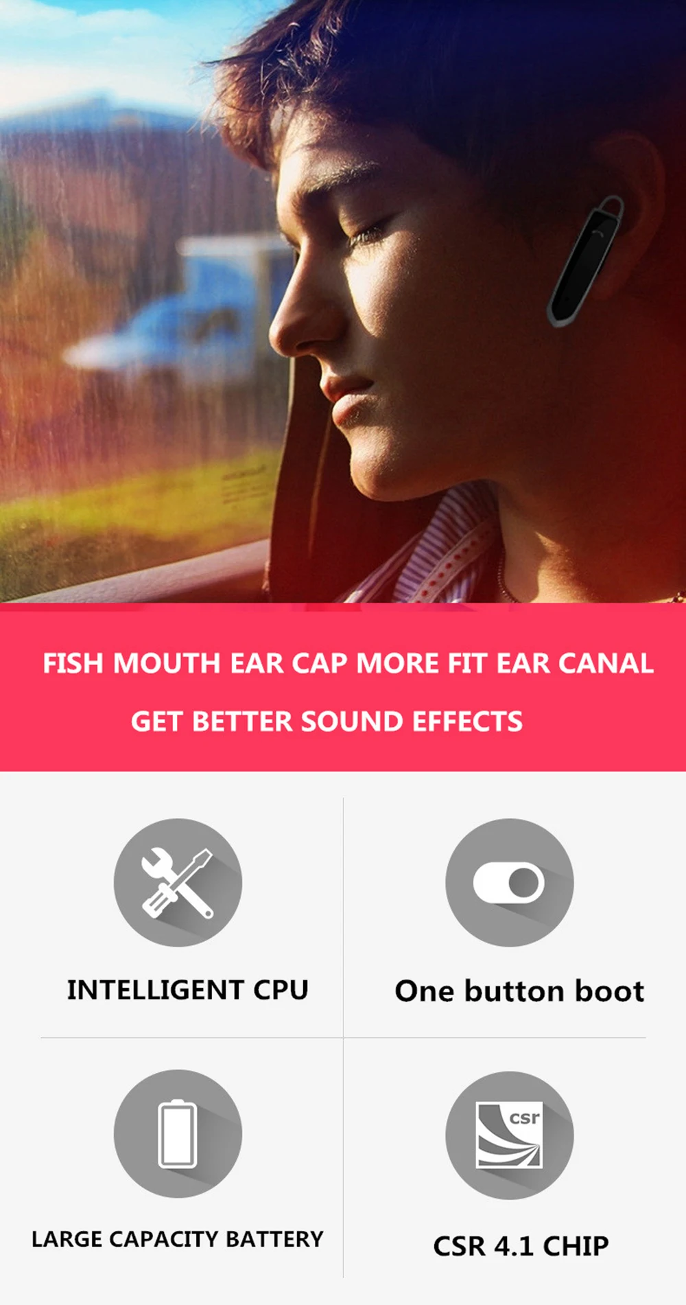 ANRY Bluetooth беспроводные деловые наушники Hands Free с микрофоном для офиса/бизнеса/тренировки/водителя/грузовика