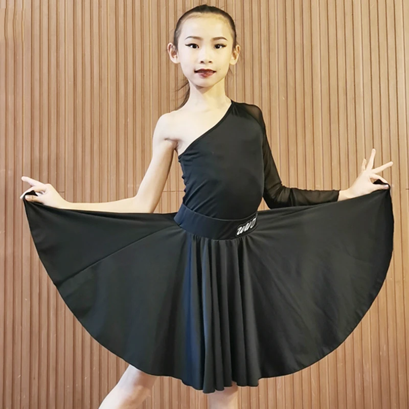 

Платье для латиноамериканских танцев для девочек, одежда для тренировок и соревнований, костюм с одним рукавом для латиноамериканских шоу, ...