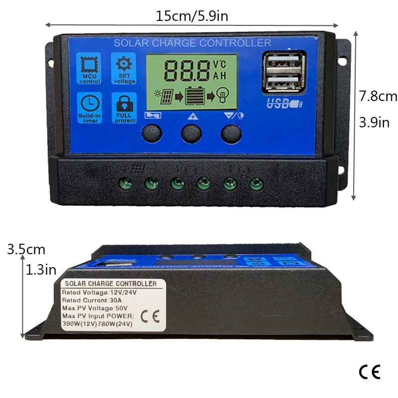 Контроллер заряда PWM блок управления установкой на солнечной батарее Панель PV