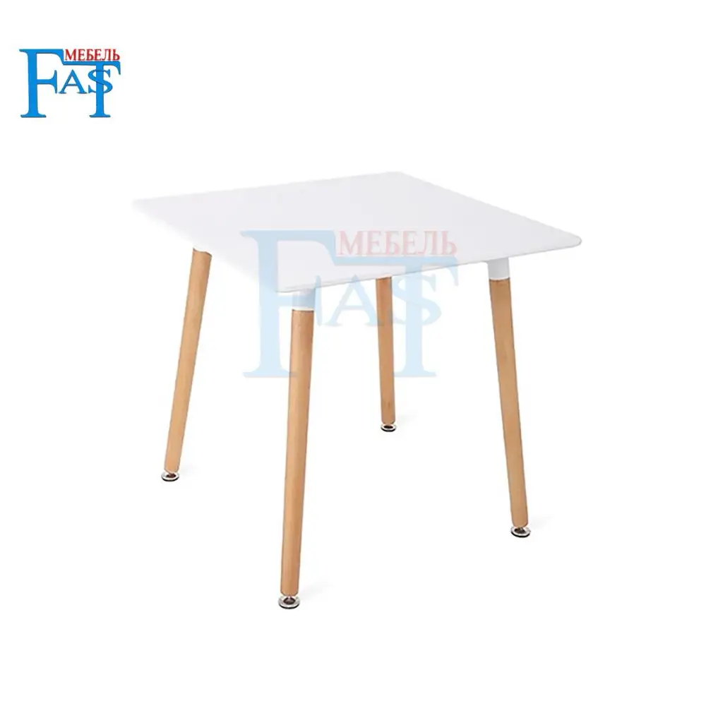 Домашний обеденный стол белая краска на буковых ножках кухонный кватрадный