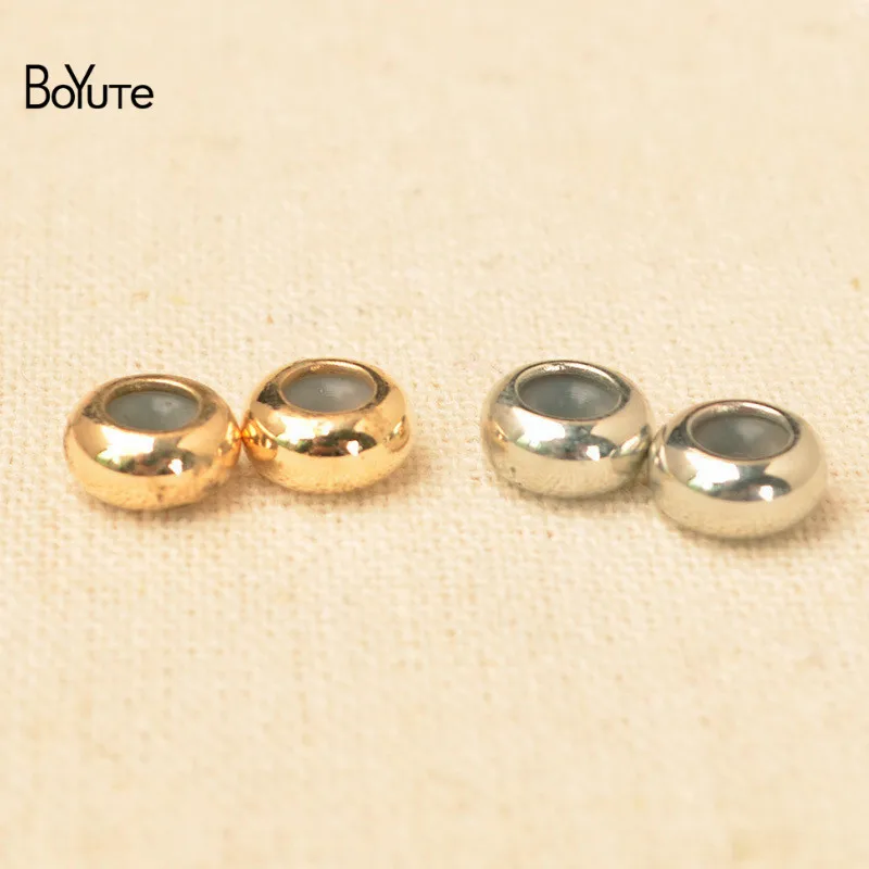 

BoYuTe (50 Pieces/Lot) 8*4MM Metal Brass Inner Silicone Beads Diy Position Beads Jewelry Making
