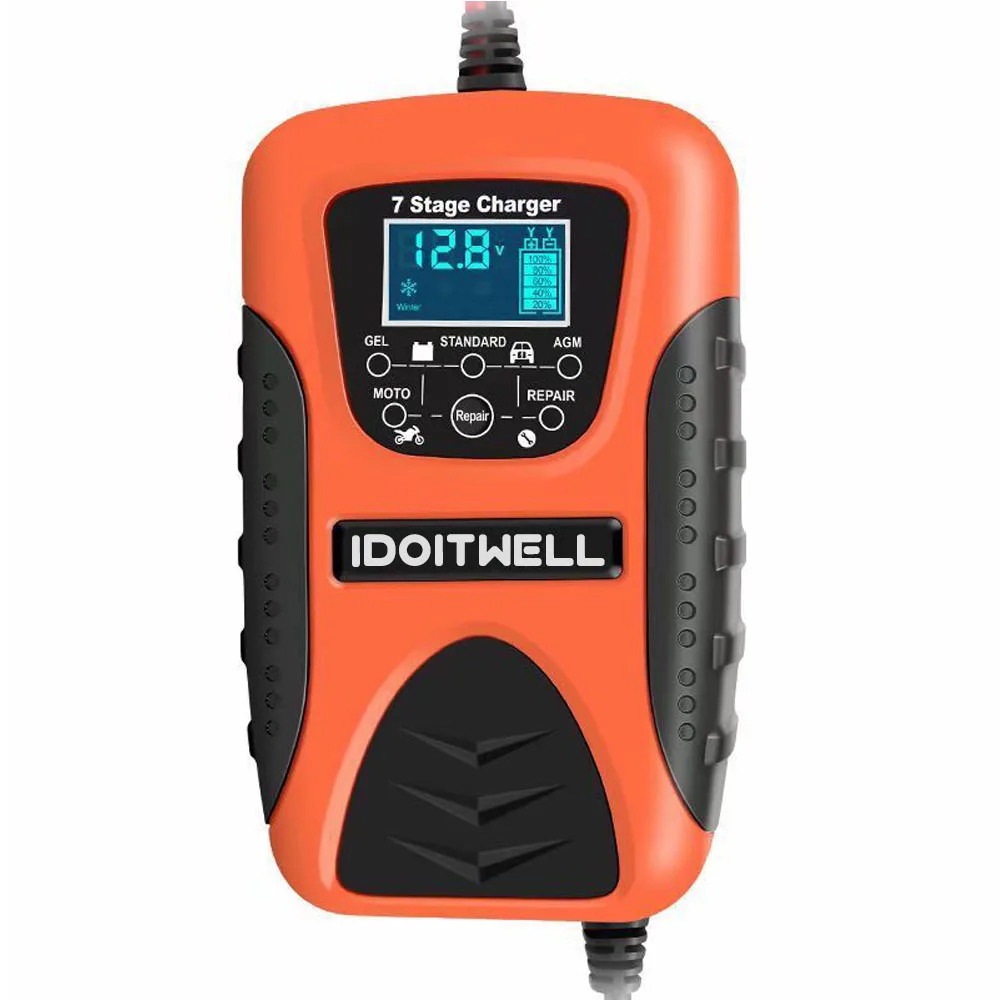 

Новейшее 7-ступенчатое автомобильное зарядное устройство 12 В, 12 В, 7 А, умное автоматическое импульсное восстановление свинцово-кислотных ак...