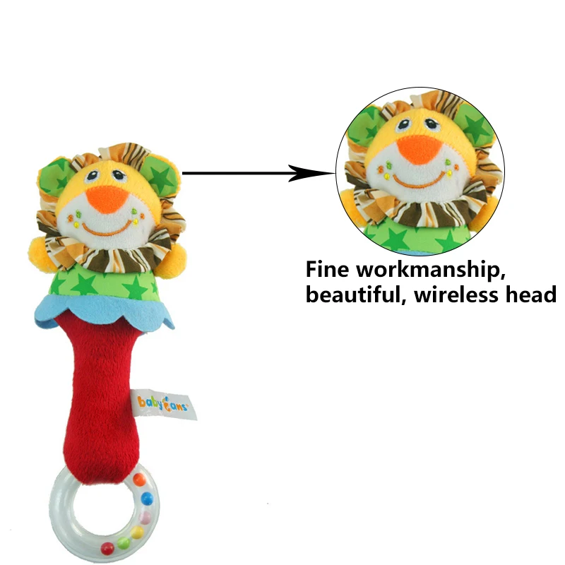 

1Pcs HOT Design Plush Baby Toy Animal Hand Bells Baby Rattle Toys High Quality Newbron Gift Animal Style