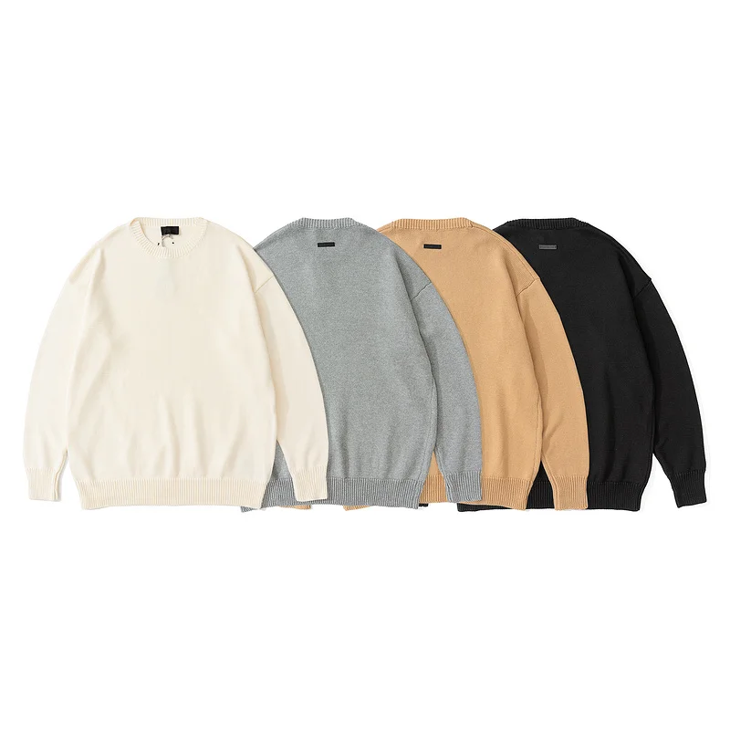 

Top Quality 21fw Essentials Overlapped Sweater Men Women Hip hop Streetwear Pullover Solid Sweaters Oversized Thick Wool