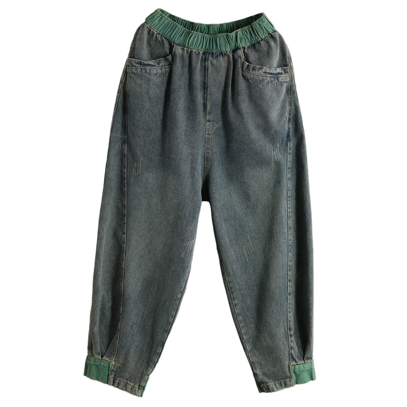 Женские джинсы с эластичной талией свободные брюки до щиколотки весна-осень |