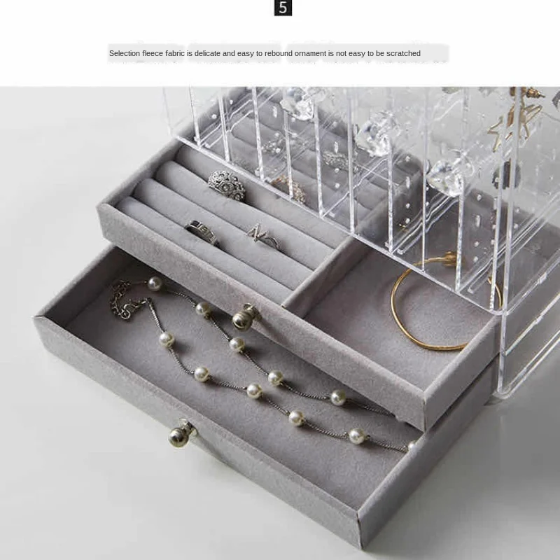 

Multifunctional Jewelry Box Earrings Shelf Earrings Storage Box Transparent Display Box Korean Dustproof Princess Jewelry Rack