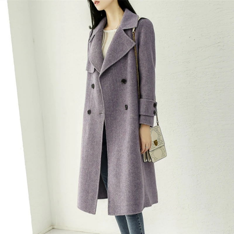 Winter Woman Coats Long Wool Coat Female Autumn Spring Woolen Overcoat Double Breasted Jackets Elegant Clothes LWL9328 | Женская одежда