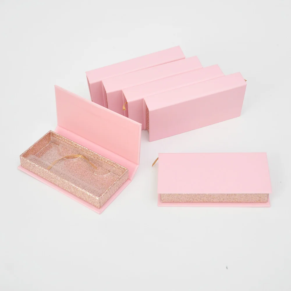 

Wholesale Eyelash Packaging Box Lash Boxes Package Custom Book style Magnetic Light Pink Faux Cils Makeup Storage Case Vendors