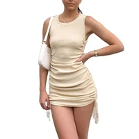 womens summer 2022 new buttock skirt solid color round collar explosion thin buttock vest skirt dress