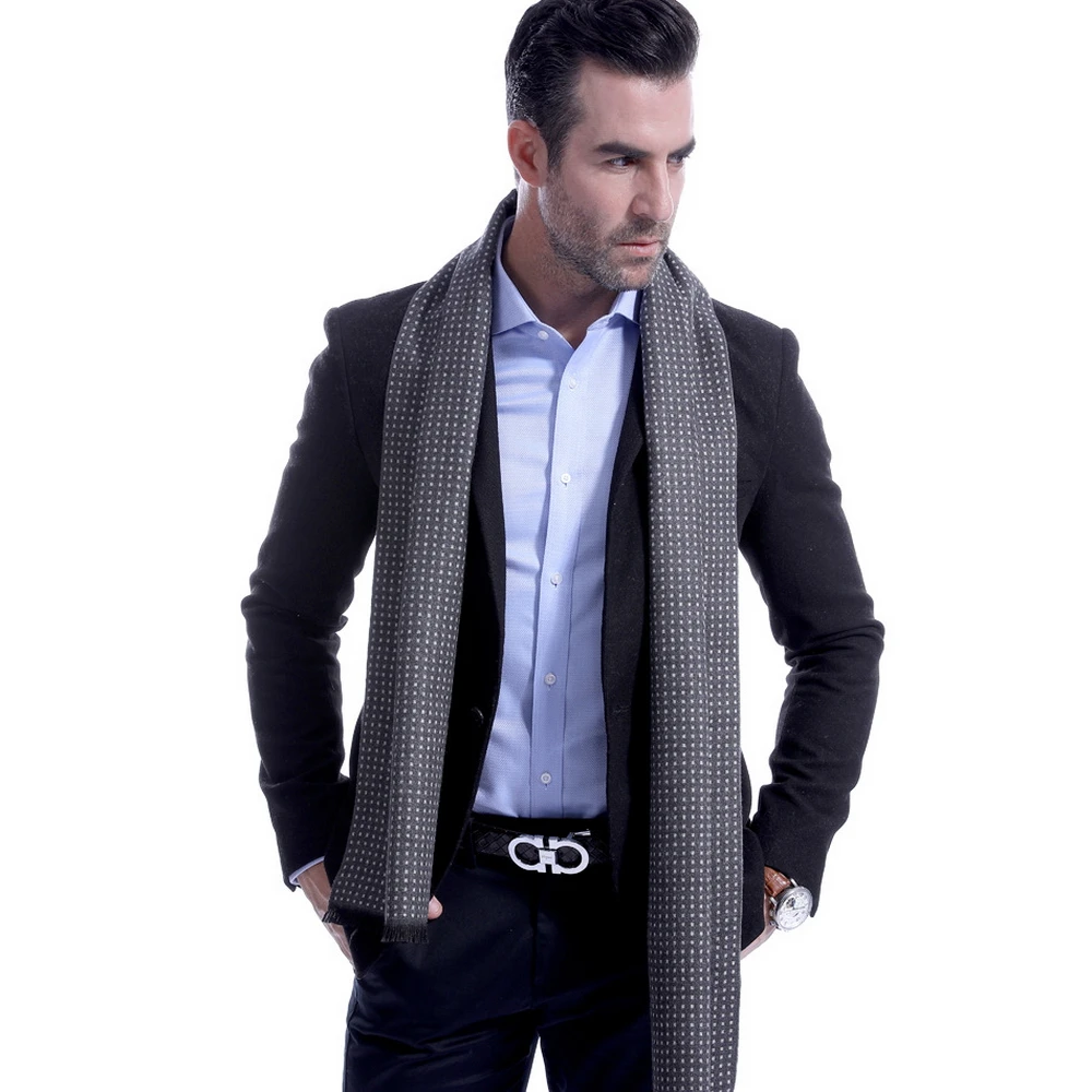 

Classic square Plaid business Long Men Scarf Winter Cashmere Warm Wool thicken Grey Red Black Blue Neck Scarves Male Shawl