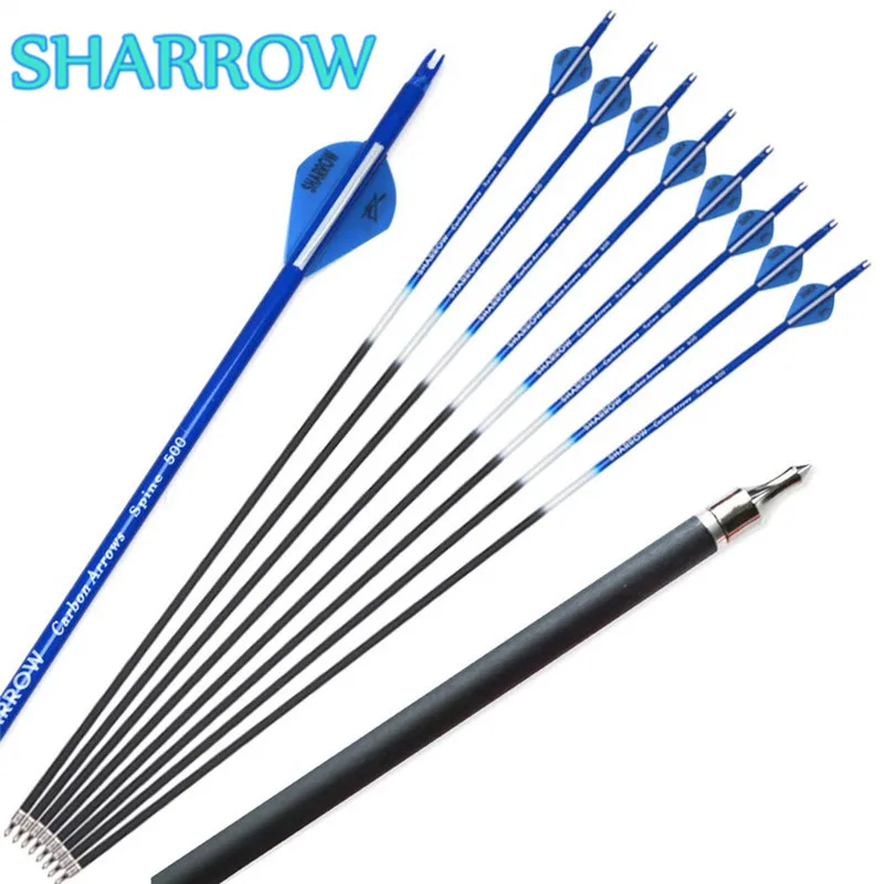 

6/12pcs 30" Carbon Arrows Spine 500 ID6.2mm Hunting Arrow for Outdoor Archery Bow and Arrow Target Training Shooting Accessories