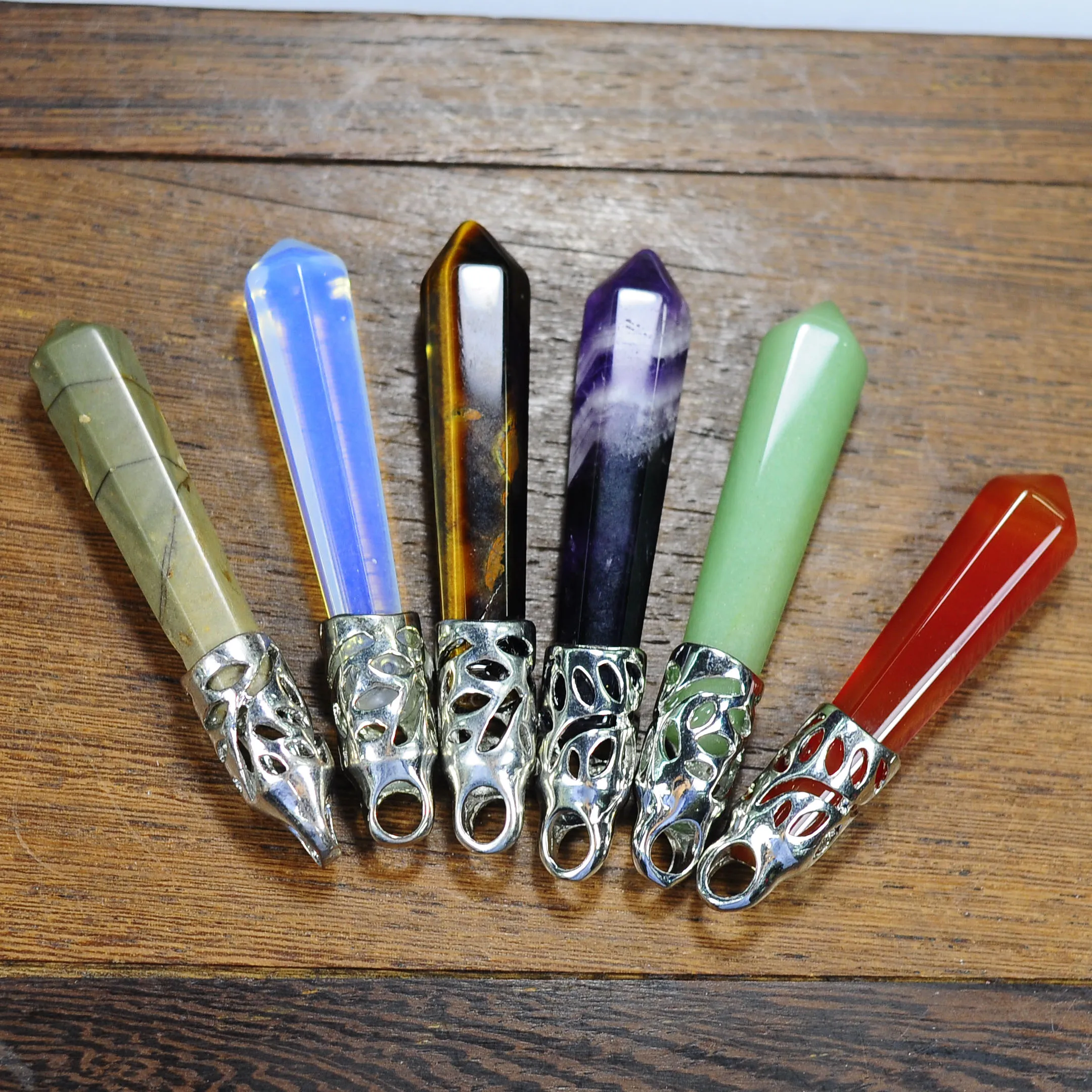 ASHMITA натуральный камень шестиугольная Призма излечивающая точка ожерелье кулон