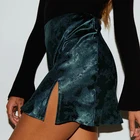 Летняя женская юбка с разрезом 2021, сексуальная жаккардовая атласная вечерняя Клубная одежда с высокой талией, короткая женская элегантная прямая Мягкая юбка