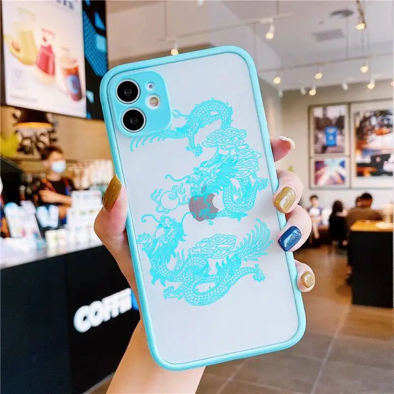 Fashion Dragon Animal Pattern Phone Case For iphone 12 11 Pro Max Mini XS 8 7 Plus X SE 2020 XR Matte Transparent Light Cover |