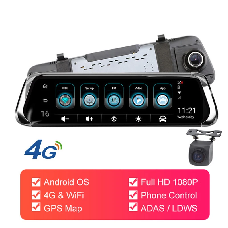 4G Android DVR Tefanball 4G ADAS Car DVR Android Rear View Camera HD 10 inches Full IPS Touch Screen Dash Cam GPS Navi Dual Lens Video Recorder - Название цвета: 4G Android DVR