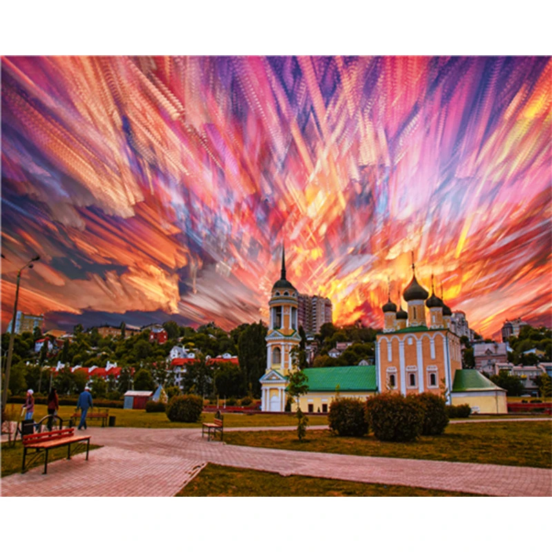 

DIY Painting By Numbers Colored Sky Kit Oil Picture By Numbers Landscape Wall Art Acrylic Paintings On Canvas Home Decor