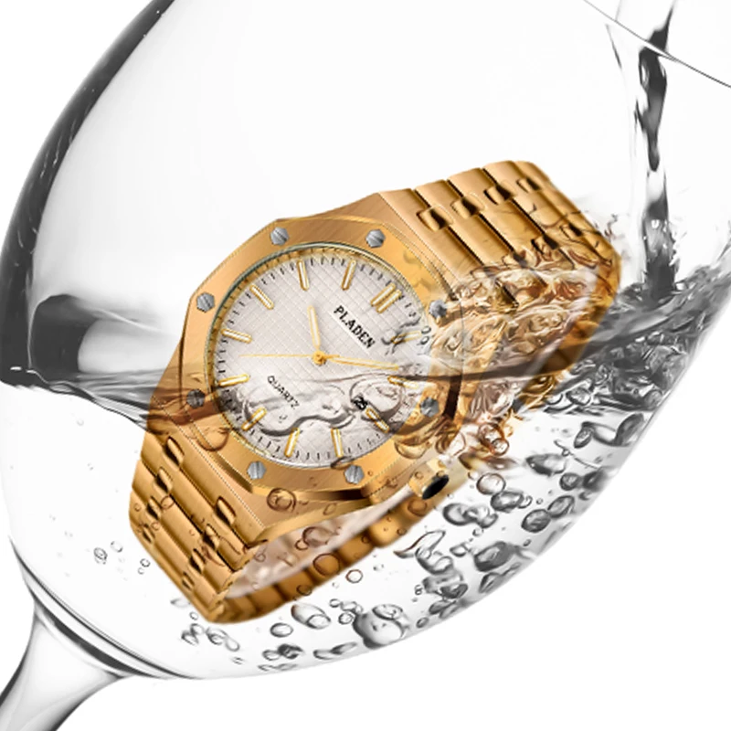 

PLADEN Classic Reto Top Vogue Watches Man 2020 Golden Unusual Stainless Steel Quartz Wristwatch Free Shipping Gift For Husband